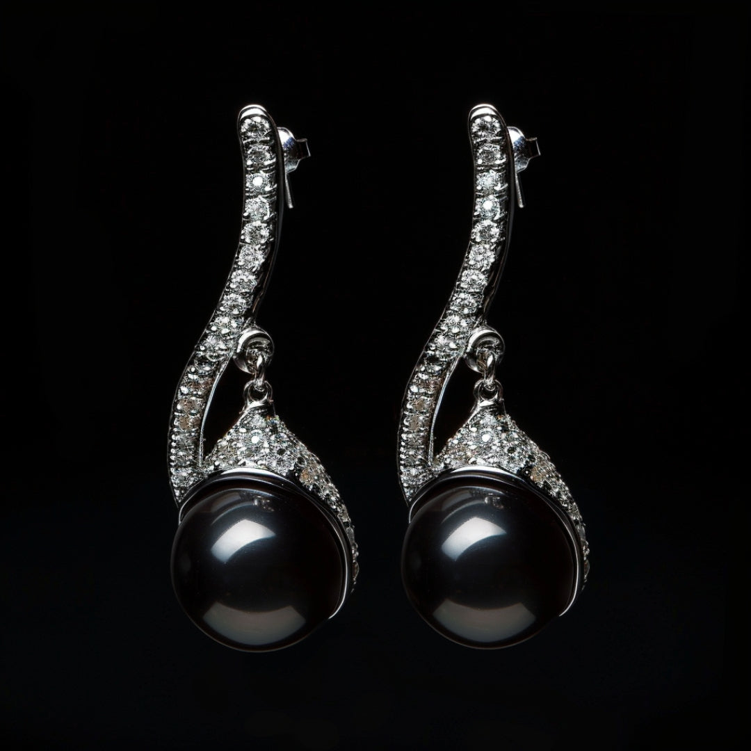 Black Pearl Zirconia Earrings