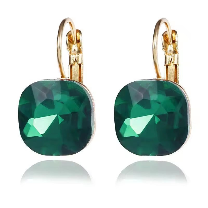 Green Zirconia Gold Earrings
