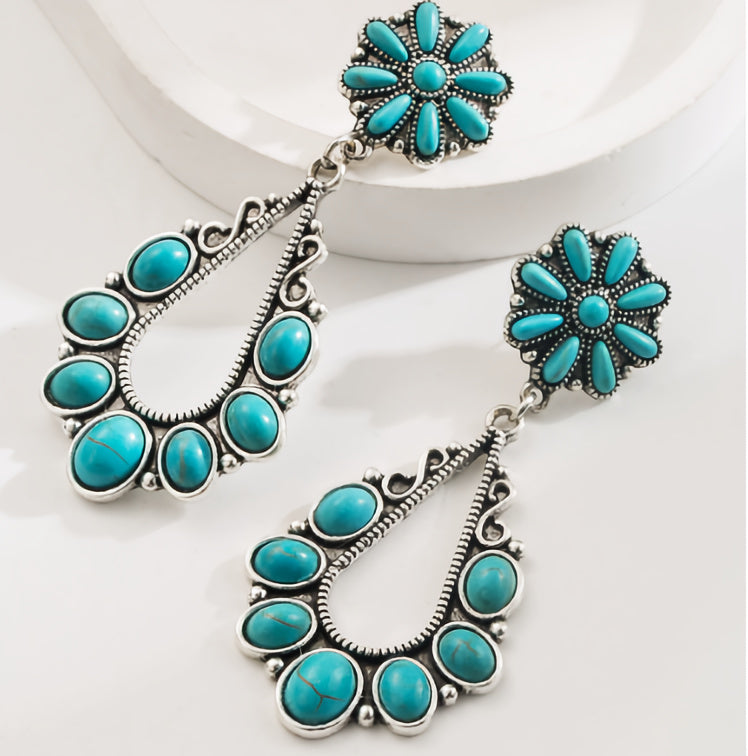 Vintage Turquoise Dangling Stone Earrings