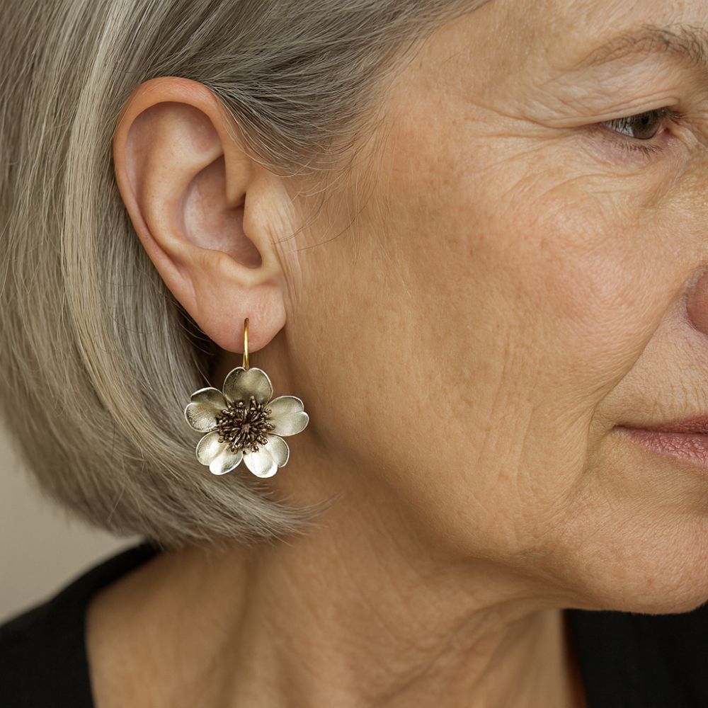 Vintage Silver & Gold Blossom Earrings