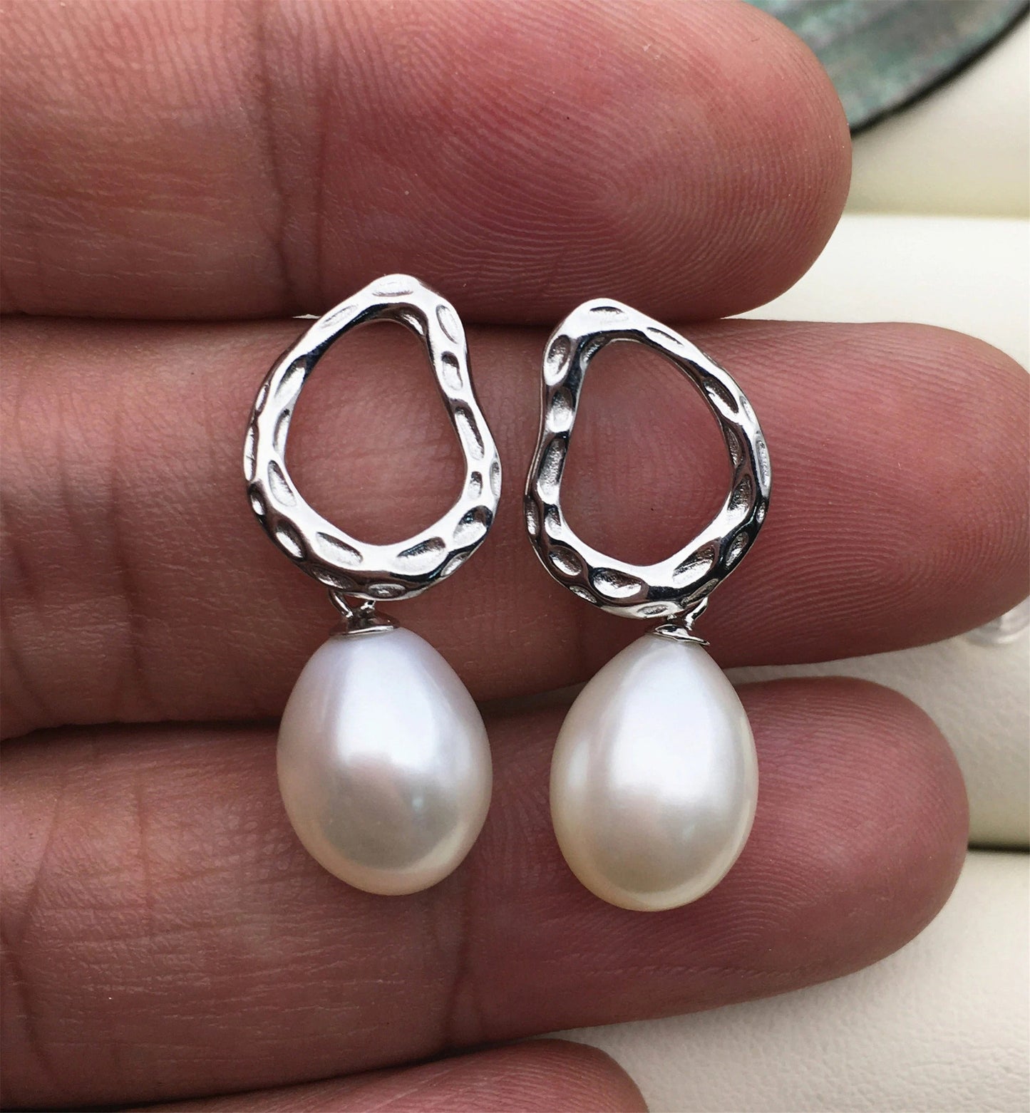 Vintage Pearl Lamp Earrings