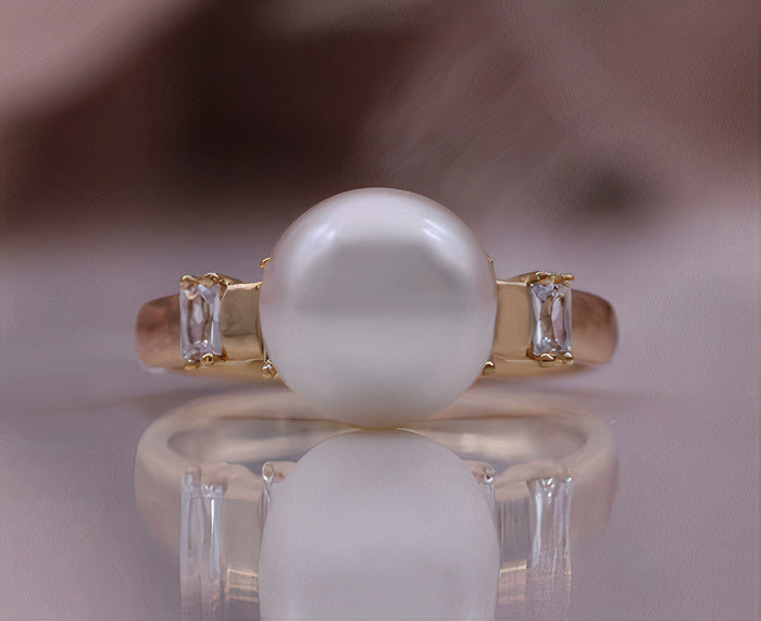 Vintage Pearl Zirconia Ring