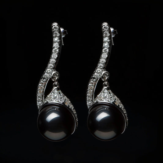 Black Pearl Zirconia Earrings