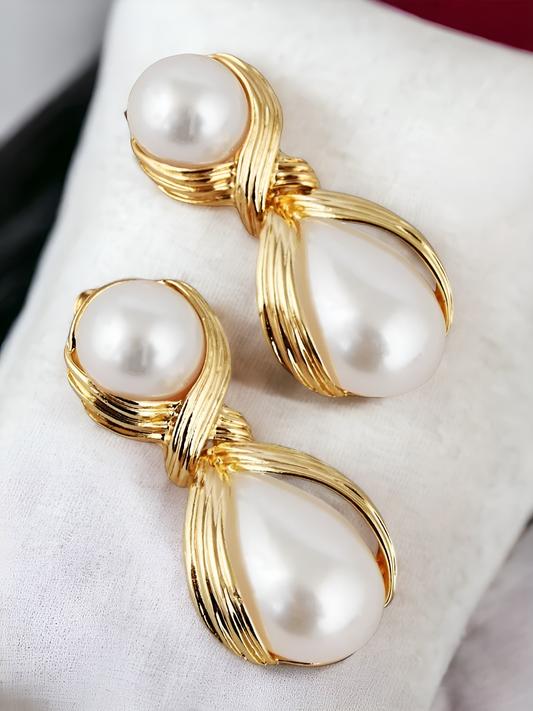 Pearl Golden Festive Earrings