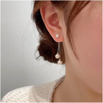 Elegant small dangling pearl earrings