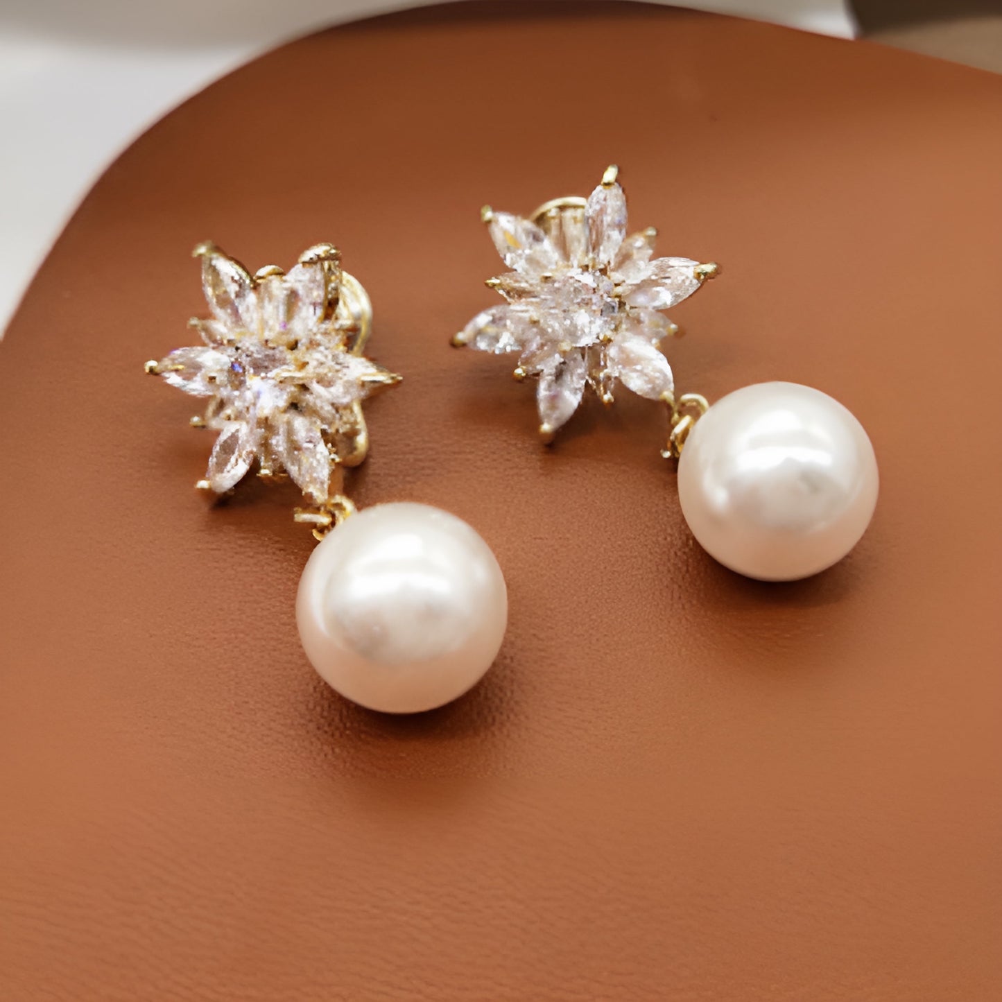 Bright Flower & Pearl Earrings