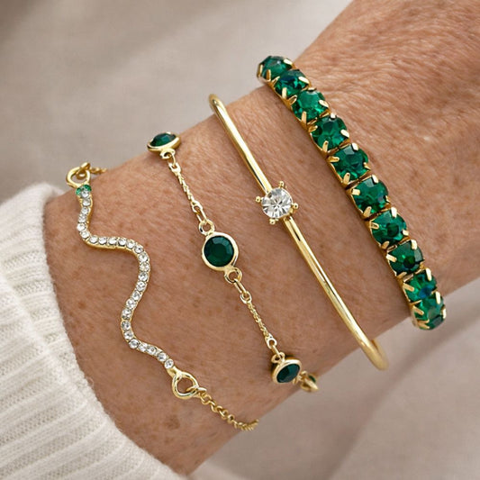 Green Gemstone Bracelet Set