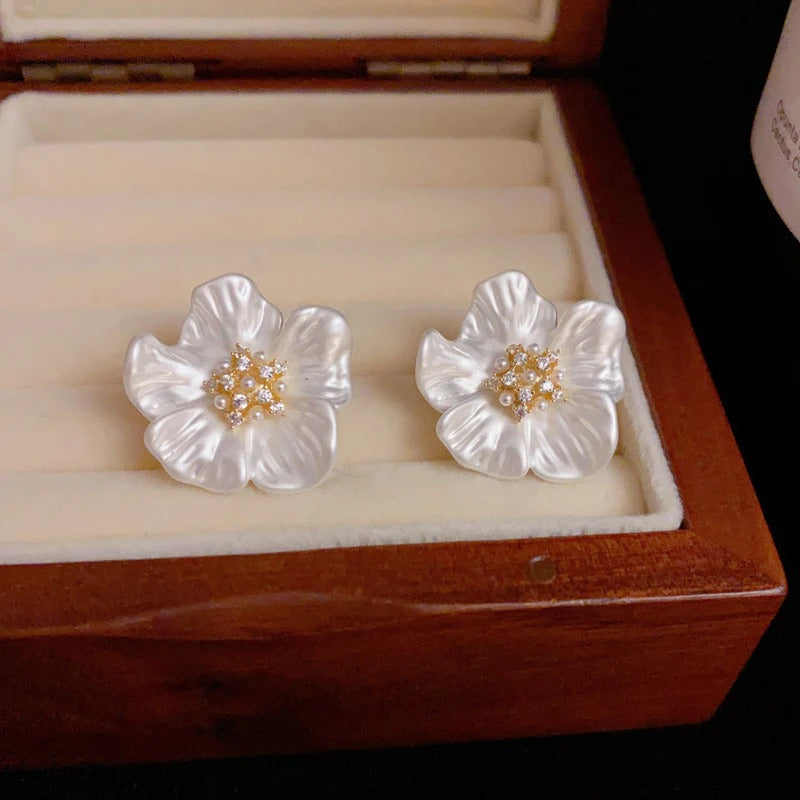Blossom White Pearl Earrings