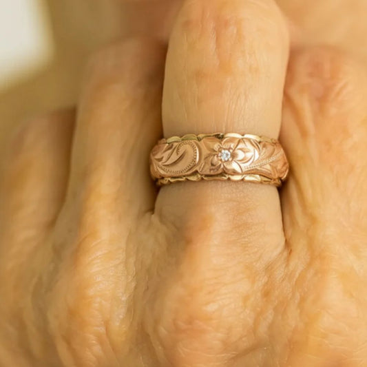 Vintage Rose Flower Gold Ring
