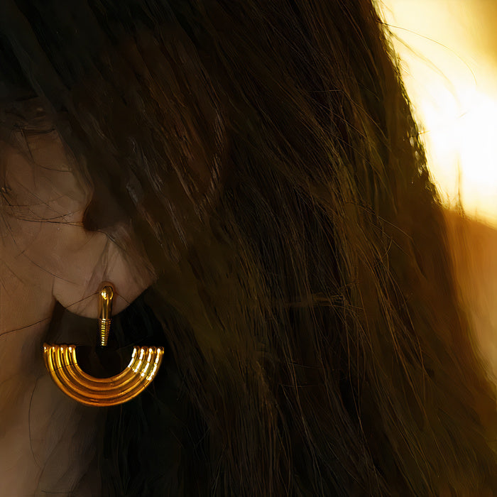 Vintage Rounded Inlaid Pearl Silver Earrings