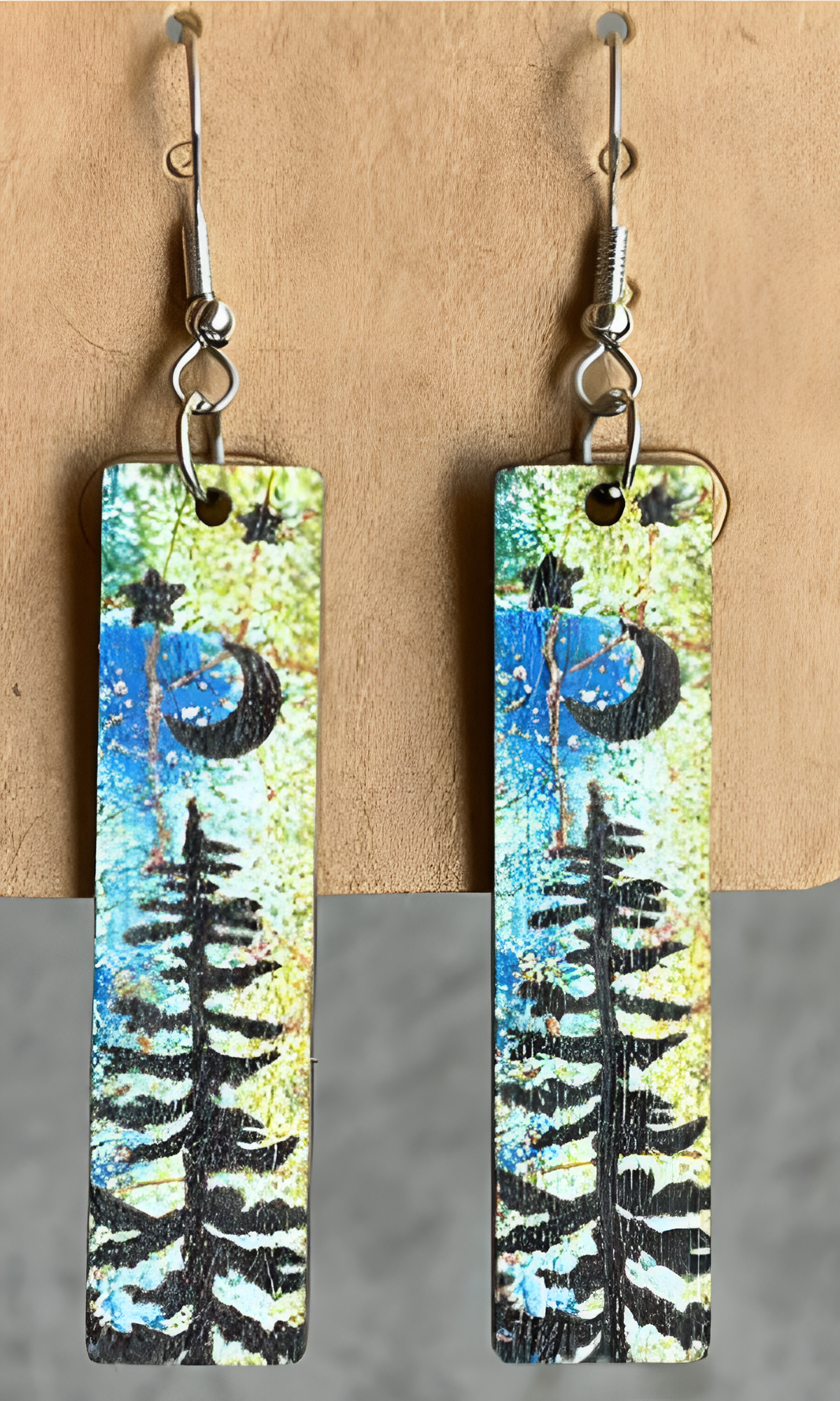 Moon & Forest Drop Earrings