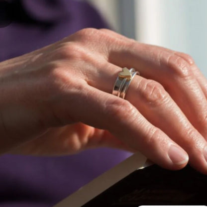 Vintage Golden Heart Silver Ring