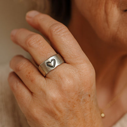 Vintage Double Heart Ring in Silver