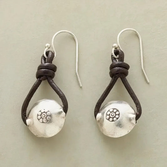 Vintage Pearl Drop Leather Earrings