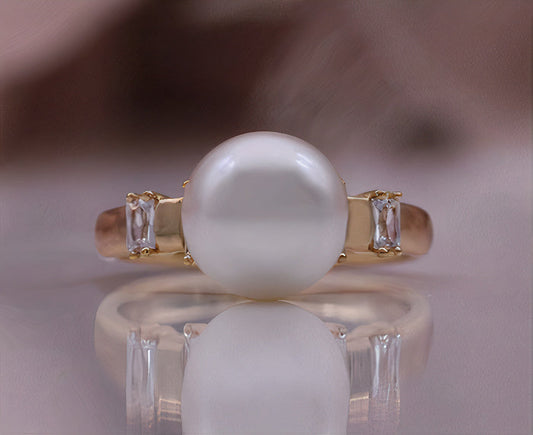 Vintage Pearl Zirconia Ring
