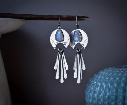 Vintage Golden Dangling Green Stone Earrings