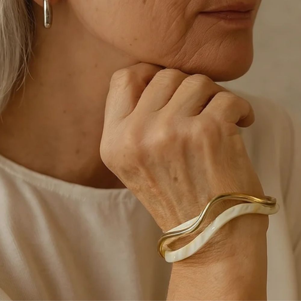 White opal elegant golden bracelet